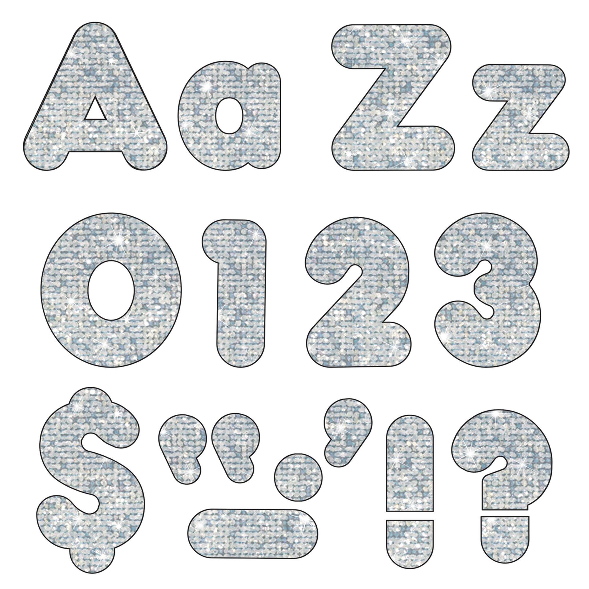 TREND Enterprises® Silver Sparkle 4" Casual Combo Ready Letters®, Pack of 3
